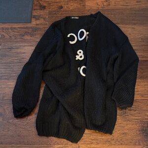 Chic Black Open-Front Cardigan